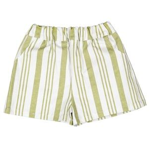 Birinit Knitting Memories Designer Kids Summer Cotton Shorts Green Stripe 2T